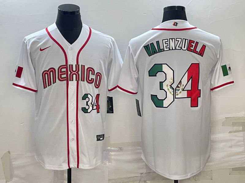 Men 2023 World Cub Mexico #34 Valenzuela White Nike MLB Jersey6
